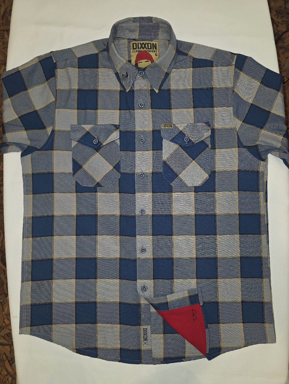 DIXXON The PEDRO LARGE Blue and Gray Plaid Short Sleeve Button-Down Shirt